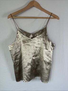 Shimmer Satin Slip Cami in Metallic Gold